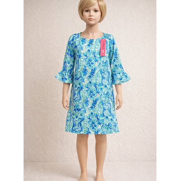 Lilly Pulitzer Other - Lilly Pulitzer Girl's Large Dress Mini Sophie Ruffle Sea Glass Seeing Double NEW